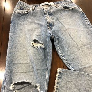 EXPRESS High Waisted Destructed Jeans Vintageish